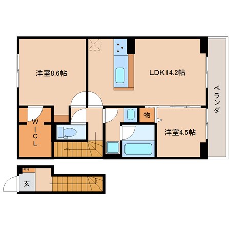 狐ケ崎駅 徒歩8分 2階の物件間取画像